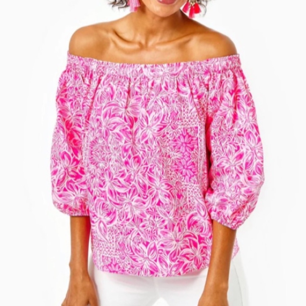 Lilly Pulitzer Ruffle Off the shoulder top.